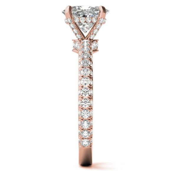 2.25Carat -9x7mm 4-Prong Oval Pave Moissanite Engagement Ring In 14K Gold - Picture 12 of 15